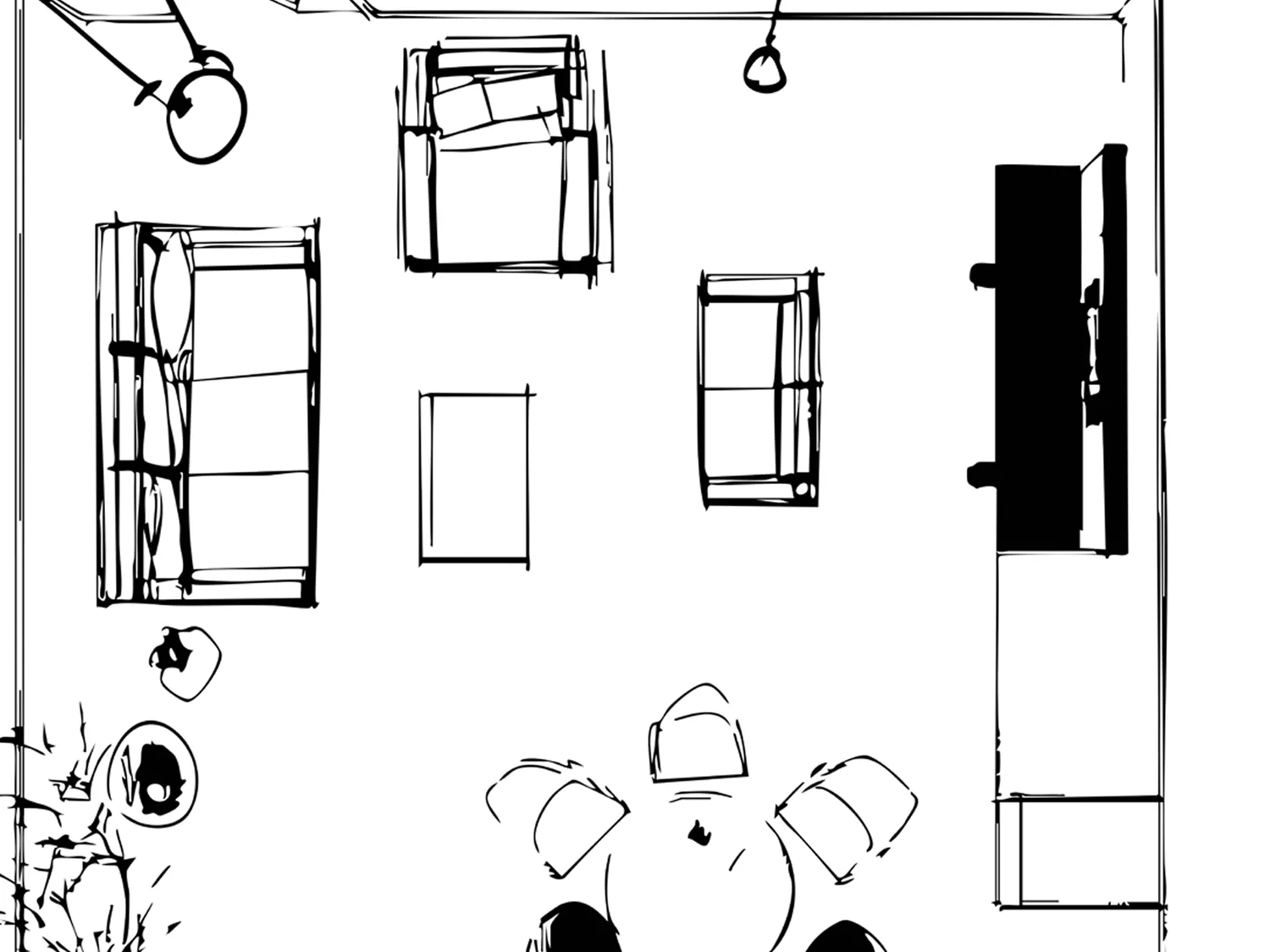 ai interior room sketch before