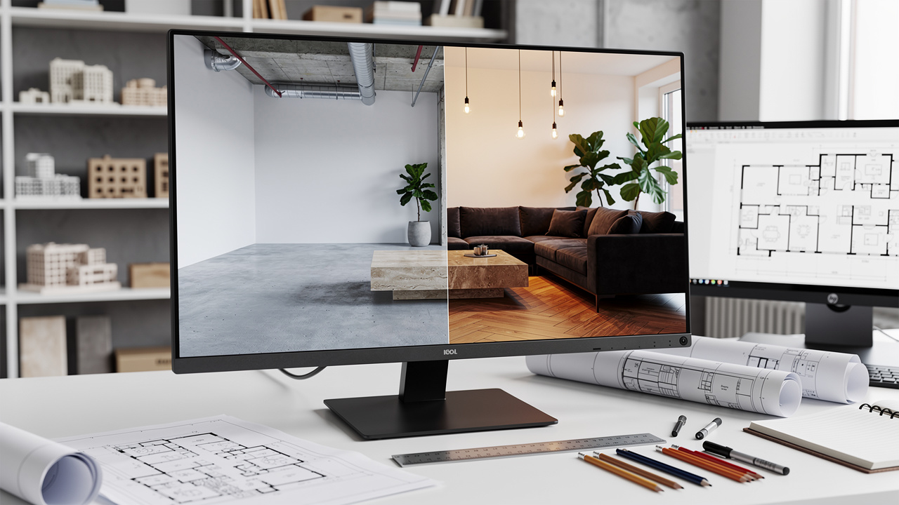 AI virtual staging comparison of empty and furnished room